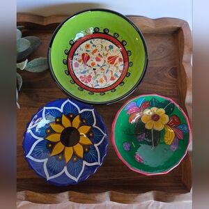 Set of 3 Mexican & Turkish Colorful Handmade Bowls